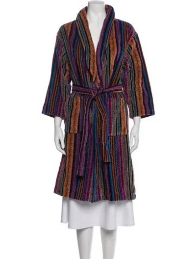Pre-owned Missoni Striped Faux Fur Coat In Purple