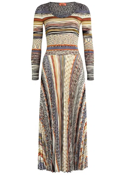 MISSONI MISSONI STRIPED FINE-KNIT MIDI DRESS