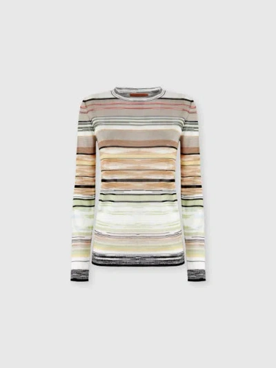 Missoni Striped Flame Viscose Crewneck Sweater In Multi