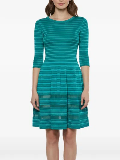 Pre-owned Missoni Striped Flared Midi Dress In Green