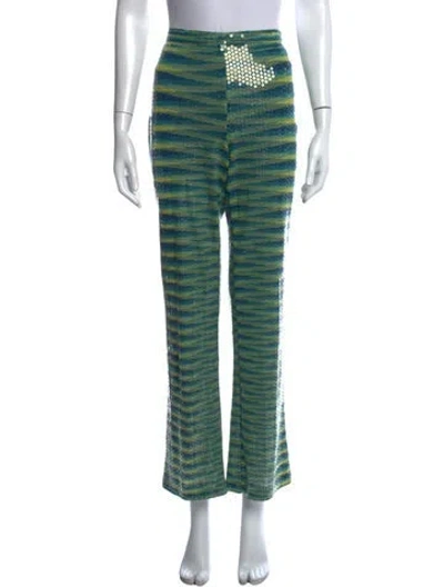 Pre-owned Missoni Striped Flared Pants In Green