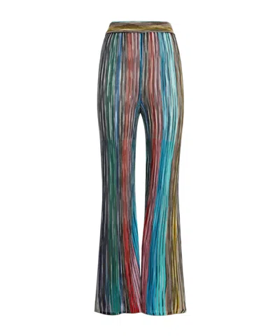 Missoni Metallic Striped Ribbed-knit Flared Pants In Multicolour