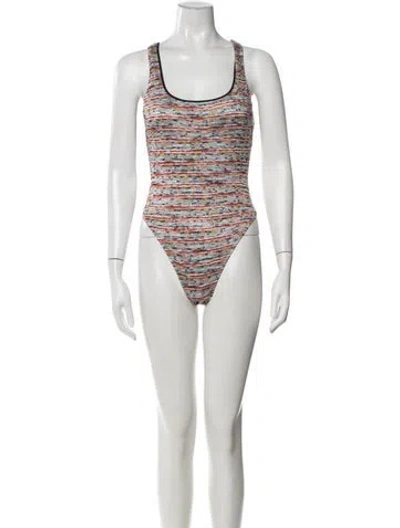 Pre-owned Missoni Striped Glitter Accents One-piece In White