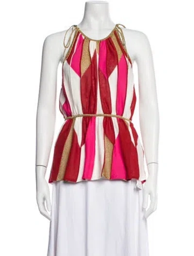 Pre-owned Missoni Striped Halterneck Blouse In Red