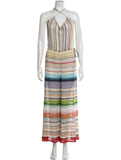 Pre-owned Missoni Striped Halterneck Jumpsuit In Neutrals