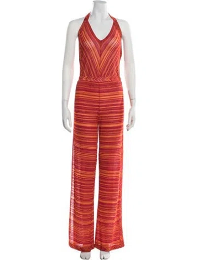 Pre-owned Missoni Striped Halterneck Jumpsuit In Orange