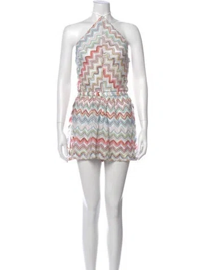 Pre-owned Missoni Striped Halterneck Romper W/ Tags In White