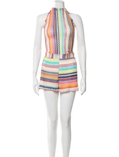 Pre-owned Missoni Striped Halterneck Romper In White
