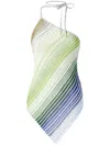Missoni One-shoulder Sequin-embellished Striped Metallic Crochet-knit Top In Green