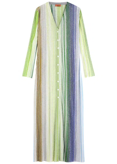 Missoni Striped-intarsia Embellished Metallic-knit Cardigan In Multicolor