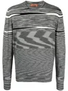 Missoni Striped Crewneck Long-sleeved Jumper In Black
