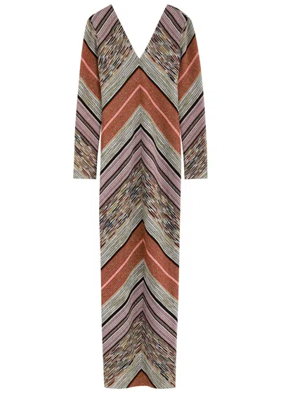 MISSONI MISSONI STRIPED-INTARSIA METALLIC-KNIT MAXI DRESS