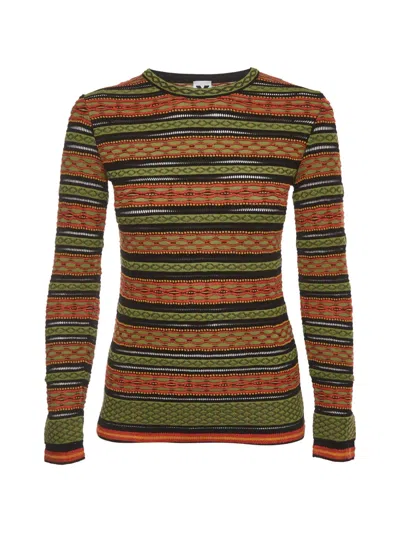 Pre-owned Missoni Striped Jacquard Long-sleeved T-shirt In Green