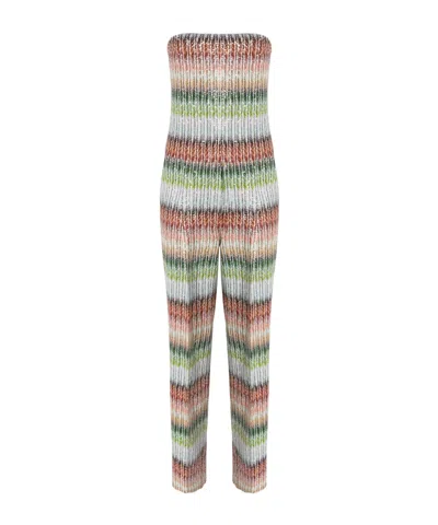 MISSONI MISSONI GRADIENT ZIGZAG KNIT LONG BUSTIER JUMPSUIT