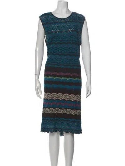 Pre-owned Missoni Striped Knee-length Dress In Blue