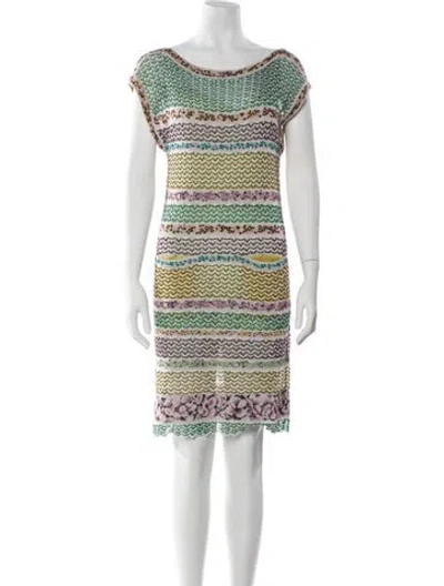 Pre-owned Missoni Striped Knee-length Dress In Green