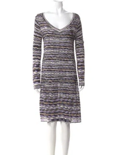 Pre-owned Missoni Striped Knee-length Dress In Neutral