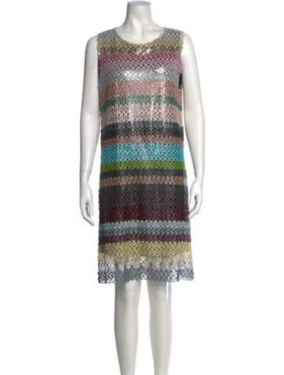 Pre-owned Missoni Striped Knee-length Dress W/ Tags In Silver