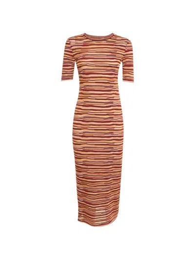 Pre-owned Missoni Striped Knit Dress In Red