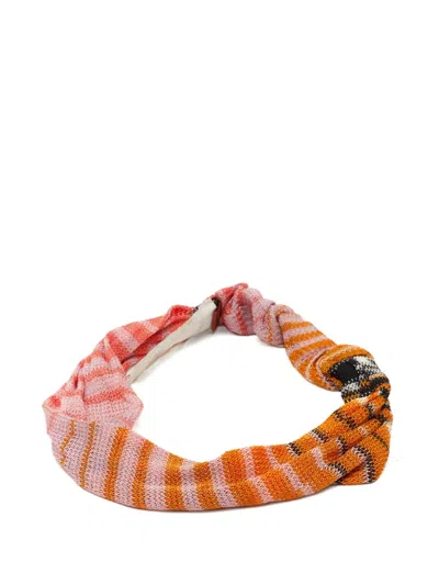 Pre-owned Missoni Striped Knit Headband In Pink