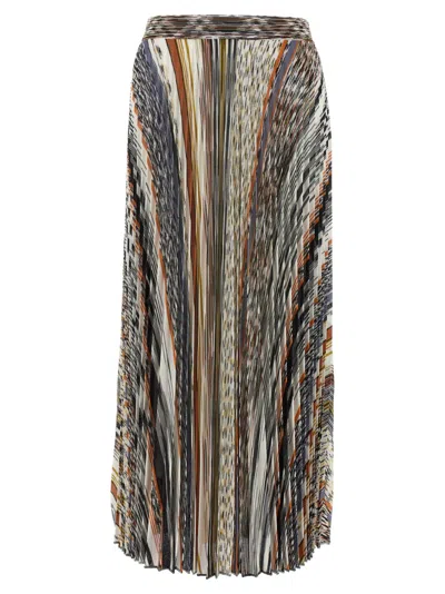 Missoni Womens Multicolor Tones Pleated Graphic-pattern Knit Midi Skirt
