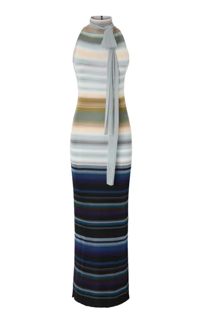 Missoni Striped Knit Ribbon Neck Maxi Skirt In Multi