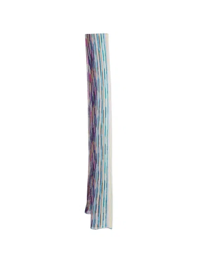 Pre-owned Missoni Striped Knit Scarf In Blue