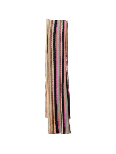 Pre-owned Missoni Striped Knit Scarf In Neutrals