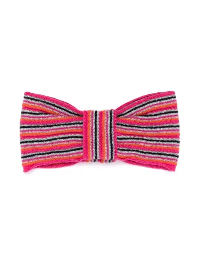 Missoni Kids' Striped Knitted Hair Bow In Pink