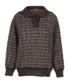 Missoni Multicolor Sweater With Wide Collar And All-over Zigzag Pattern In Wool Blend Woman In Brown