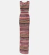 Missoni Wave-motif Maxi Dress In Multiclr Brwn, Blk Red Orange