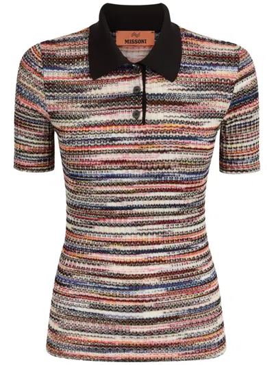 Missoni Striped Knitted Polo Shirt In Multicoloured
