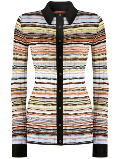 Missoni Striped Knitted Shirt In Blue