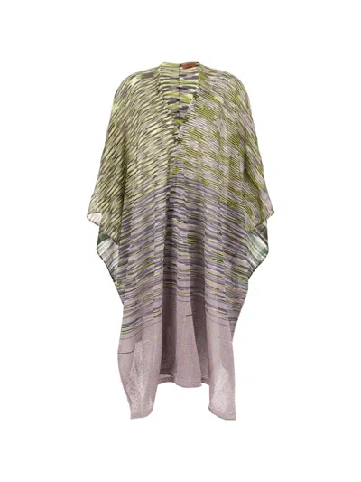 Missoni Striped Knitwear Cape In Green