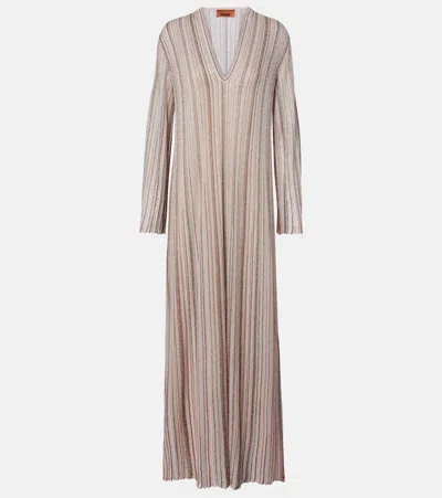 Missoni Striped Lamé Gown In Brown