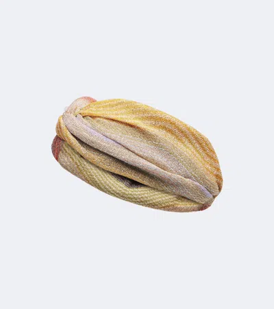 Missoni Striped Lamé Headband In Yellow