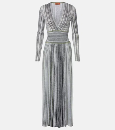 Missoni Striped Lamé Maxi Dress In Gray