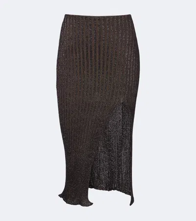 Missoni Striped Lamé Midi Skirt In Brown