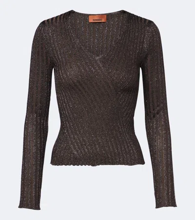 Missoni Striped Lamé Top In Brown