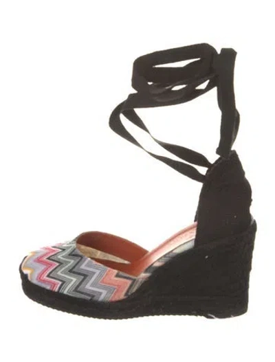 Pre-owned Missoni Striped Leather Trim Embellishment D'orsay Pumps In Brown