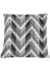 Missoni Striped Logo-patch Cushion In Grey