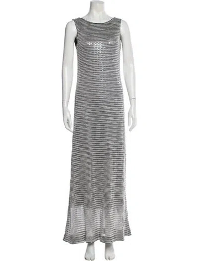 Pre-owned Missoni Striped Long Dress In Black