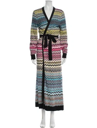 Pre-owned Missoni Striped Long Dress In Black