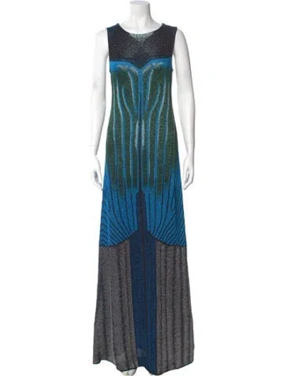 Pre-owned Missoni Striped Long Dress In Blue