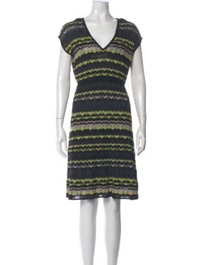 Pre-owned Missoni Striped Long Dress In Blue