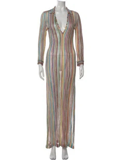 Pre-owned Missoni Striped Long Dress In Blue