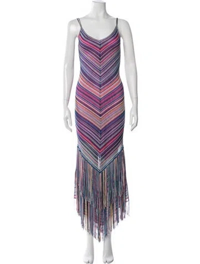 Pre-owned Missoni Striped Long Dress In Blue