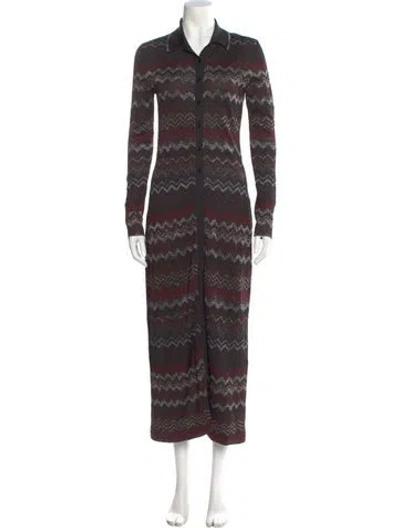 Pre-owned Missoni Striped Long Dress In Brown