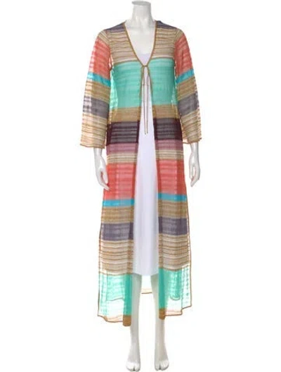 Pre-owned Missoni Striped Long Dress In Green