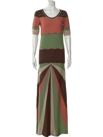 Pre-owned Missoni Striped Long Dress In Green